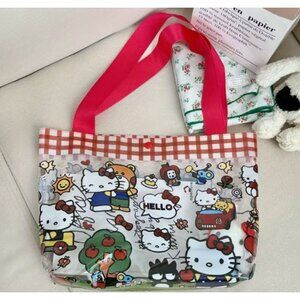 Hello Kitty Clear Tote Bag Cute Transparent PVC Handbag with Snap Closure